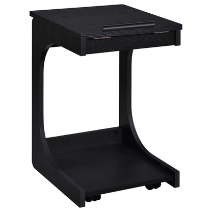  Coaster Furniture Ralston 930290 C-Shaped Lift-Top Sofa Side Table With Casters - Black IMAGE 1