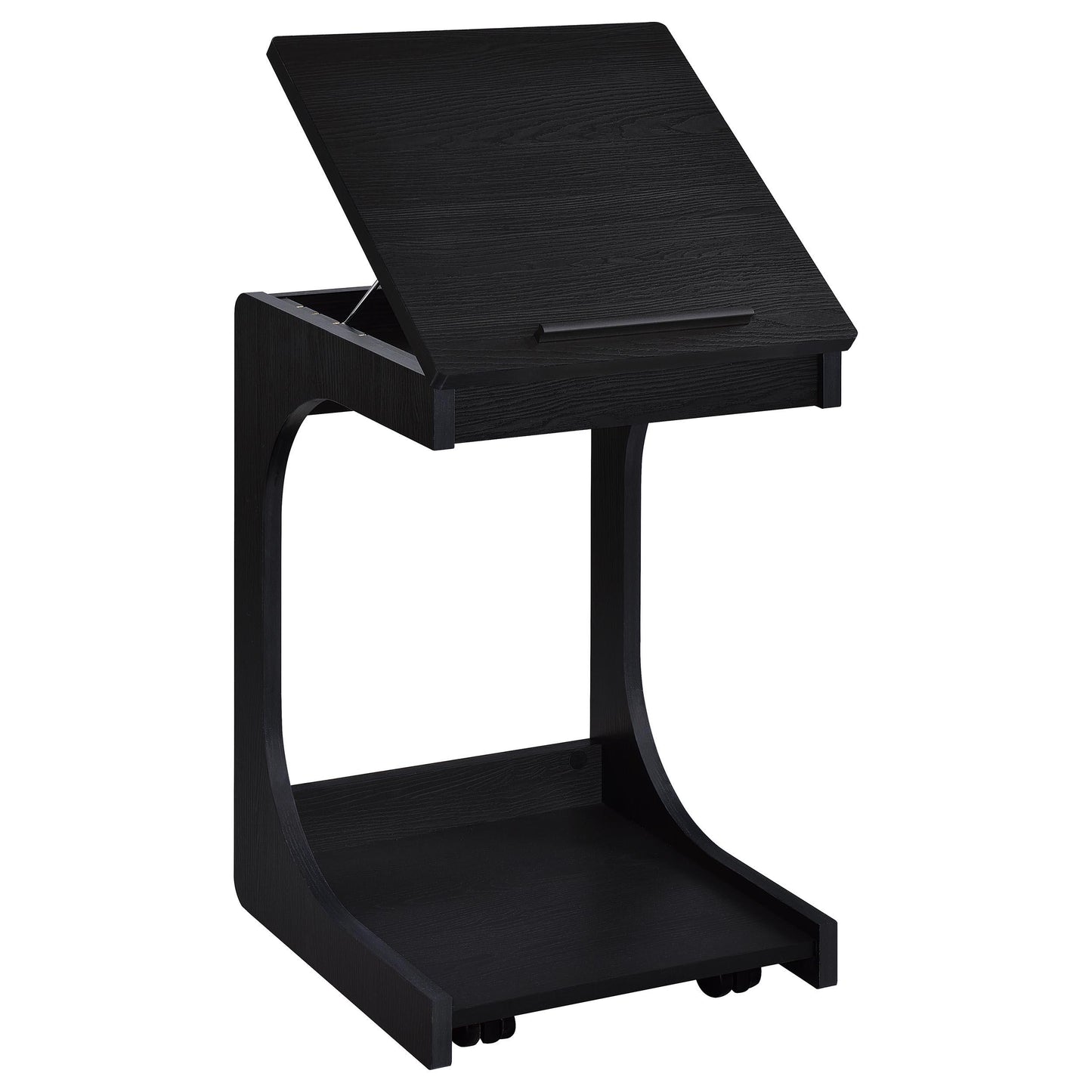  Coaster Furniture Ralston 930290 C-Shaped Lift-Top Sofa Side Table With Casters - Black IMAGE 2