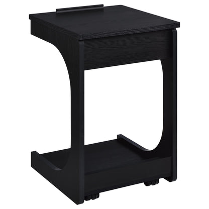  Coaster Furniture Ralston 930290 C-Shaped Lift-Top Sofa Side Table With Casters - Black IMAGE 3