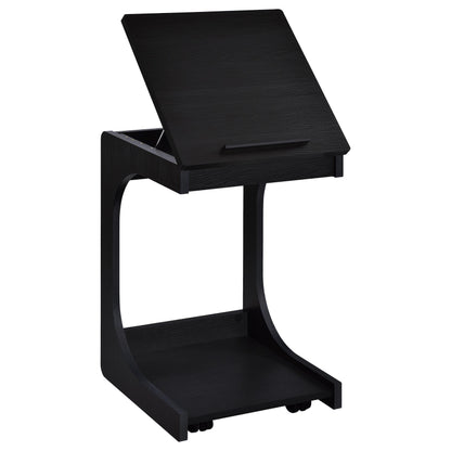  Coaster Furniture Ralston 930290 C-Shaped Lift-Top Sofa Side Table With Casters - Black IMAGE 4