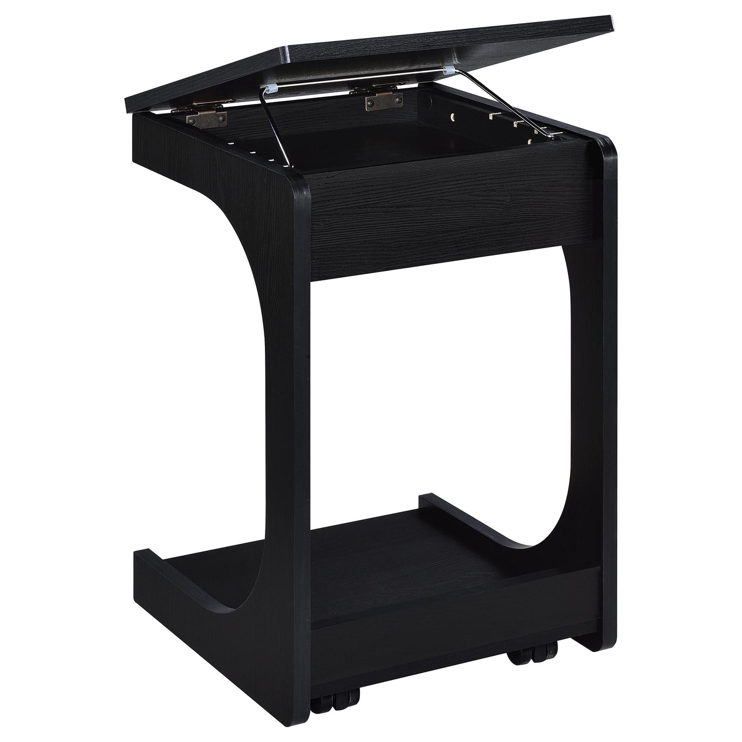  Coaster Furniture Ralston 930290 C-Shaped Lift-Top Sofa Side Table With Casters - Black IMAGE 6