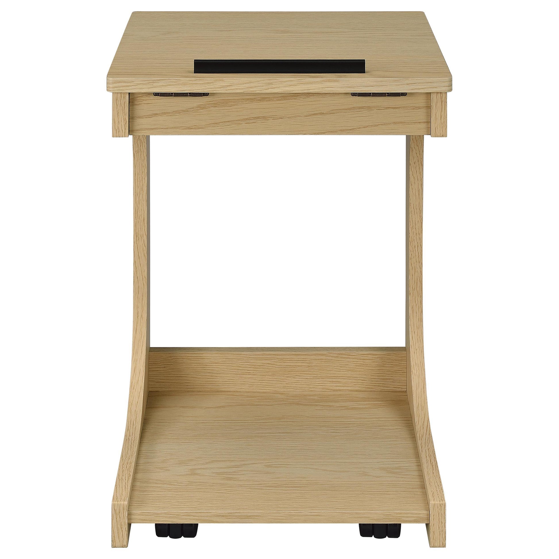  Coaster Furniture Ralston 930291 C-Shaped Lift-Top Sofa Side Table With Casters - Light Oak IMAGE 7