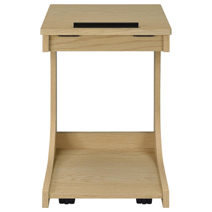  Coaster Furniture Ralston 930291 C-Shaped Lift-Top Sofa Side Table With Casters - Light Oak IMAGE 7