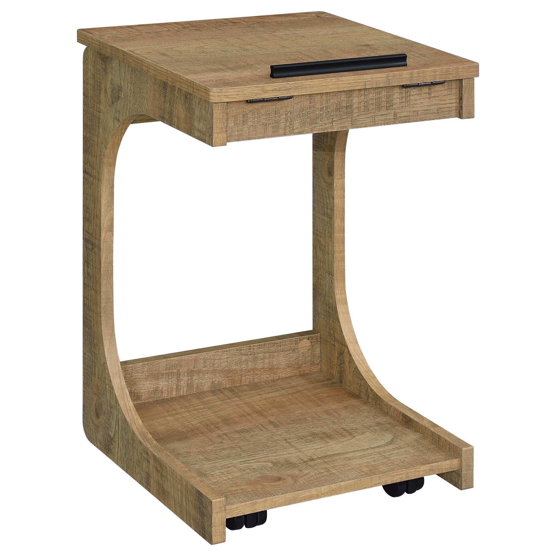  Coaster Furniture Ralston 930292 C-Shaped Lift-Top Sofa Side Table With Casters - Mango IMAGE 1