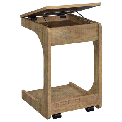 Coaster Furniture Ralston 930292 C-Shaped Lift-Top Sofa Side Table With Casters - Mango IMAGE 5