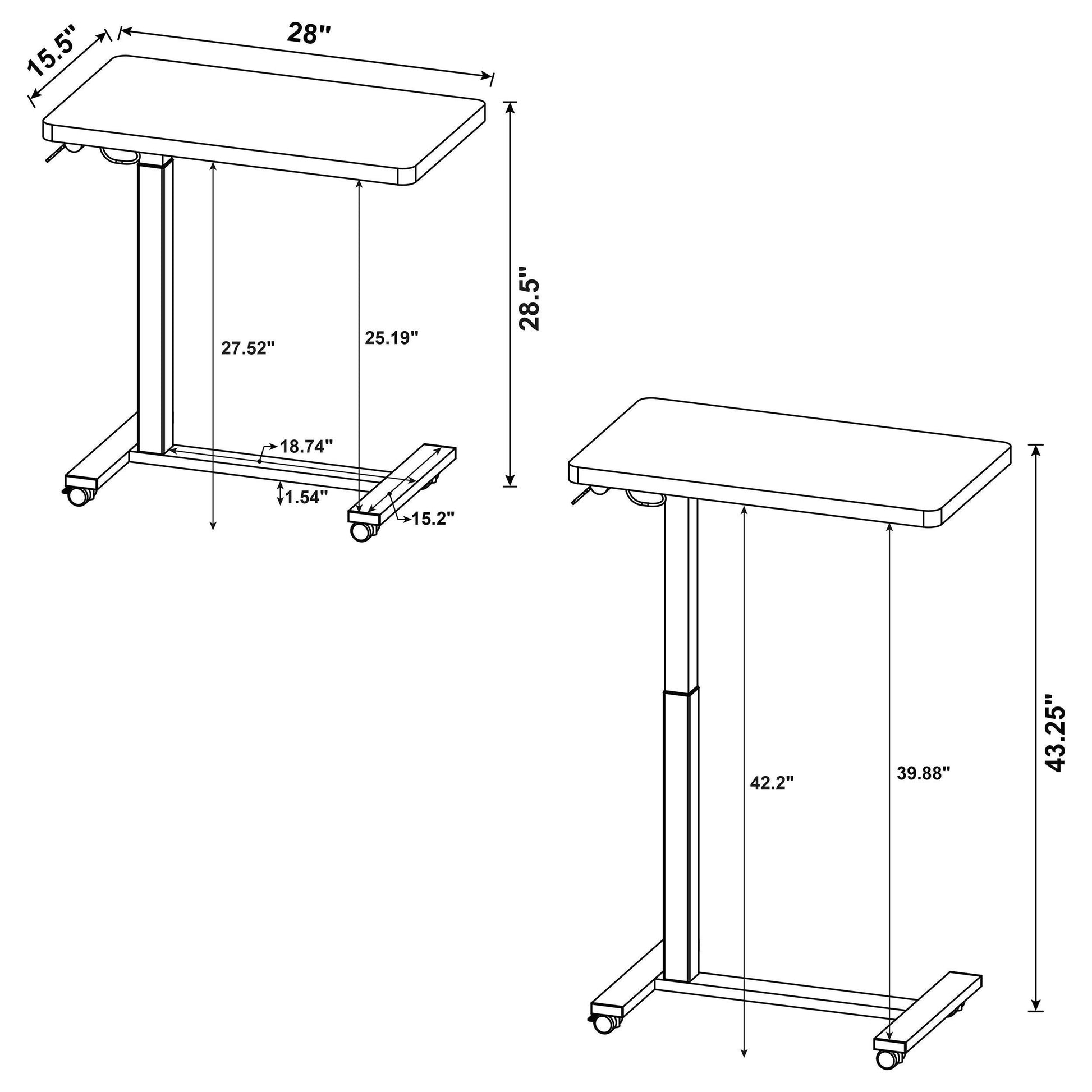  Coaster Furniture Westpark 930300 Pneumatic Adjustable C-Shape Side Table with Casters - Black IMAGE 14