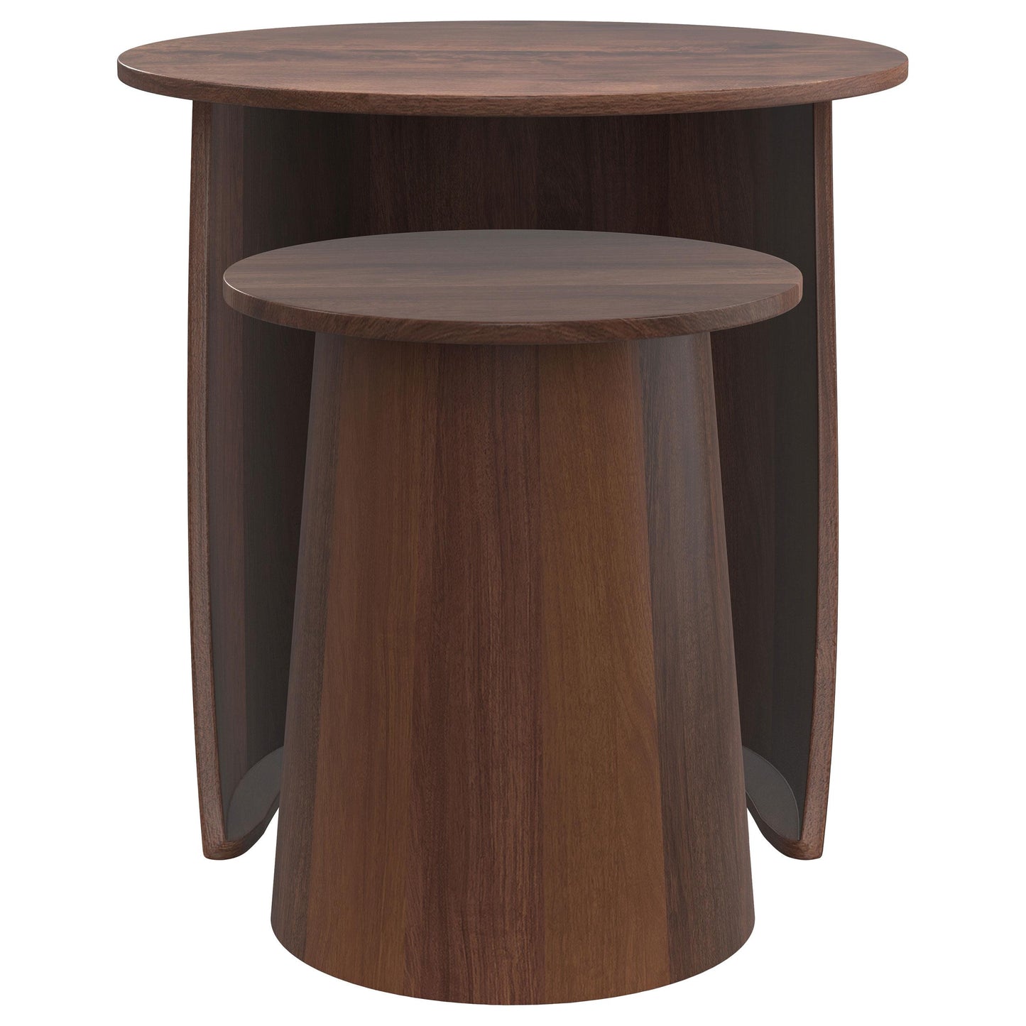  Coaster Furniture Yency 930330 2-piece Round Mango Wood Nesting Table Set - Dark Brown Mango IMAGE 1