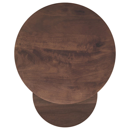  Coaster Furniture Yency 930330 2-piece Round Mango Wood Nesting Table Set - Dark Brown Mango IMAGE 5
