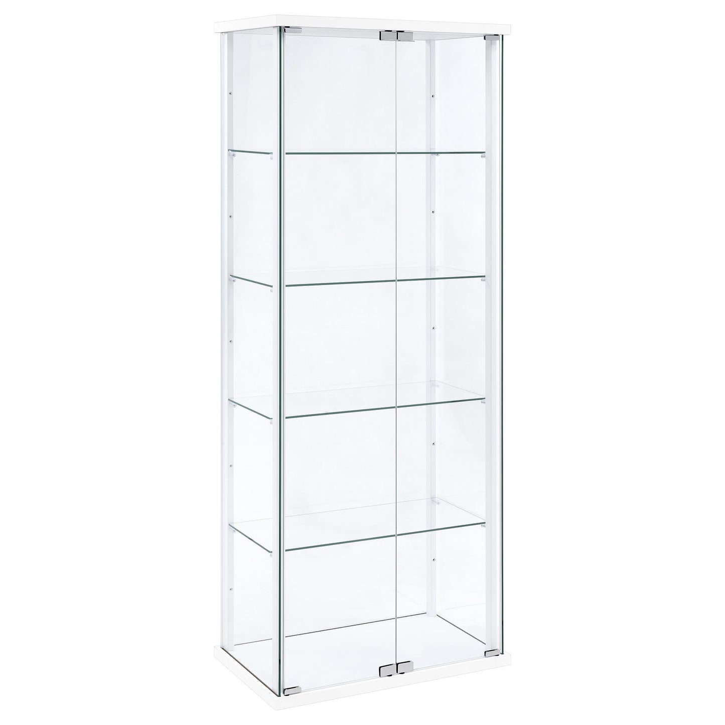  Coaster Furniture Delphinium 950170WHT 4-Shelf Clear Glass Curio Display Cabinet - White IMAGE 1