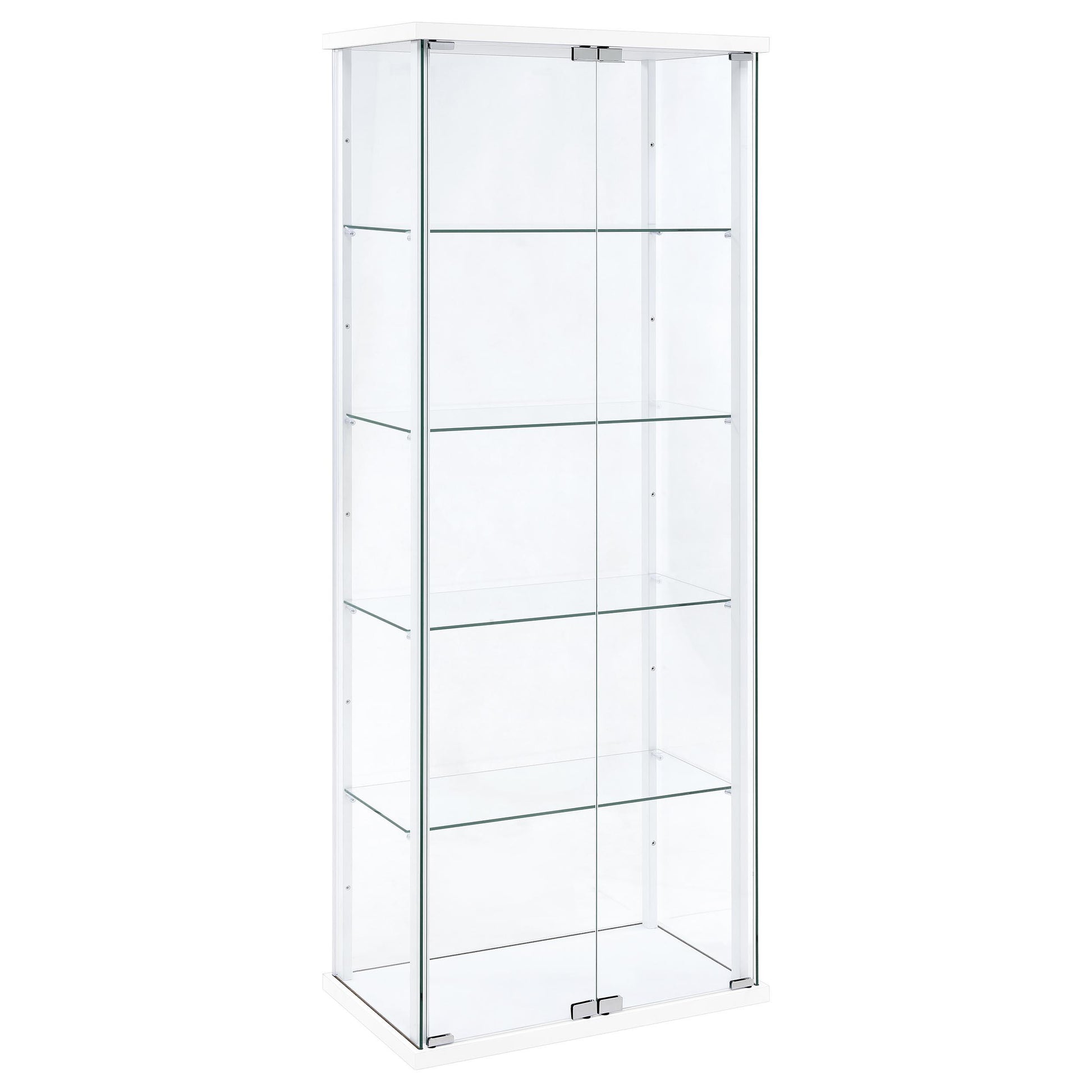 Coaster Furniture Delphinium 950170WHT 4-Shelf Clear Glass Curio Display Cabinet - White IMAGE 1