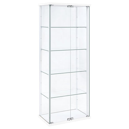  Coaster Furniture Delphinium 950170WHT 4-Shelf Clear Glass Curio Display Cabinet - White IMAGE 1