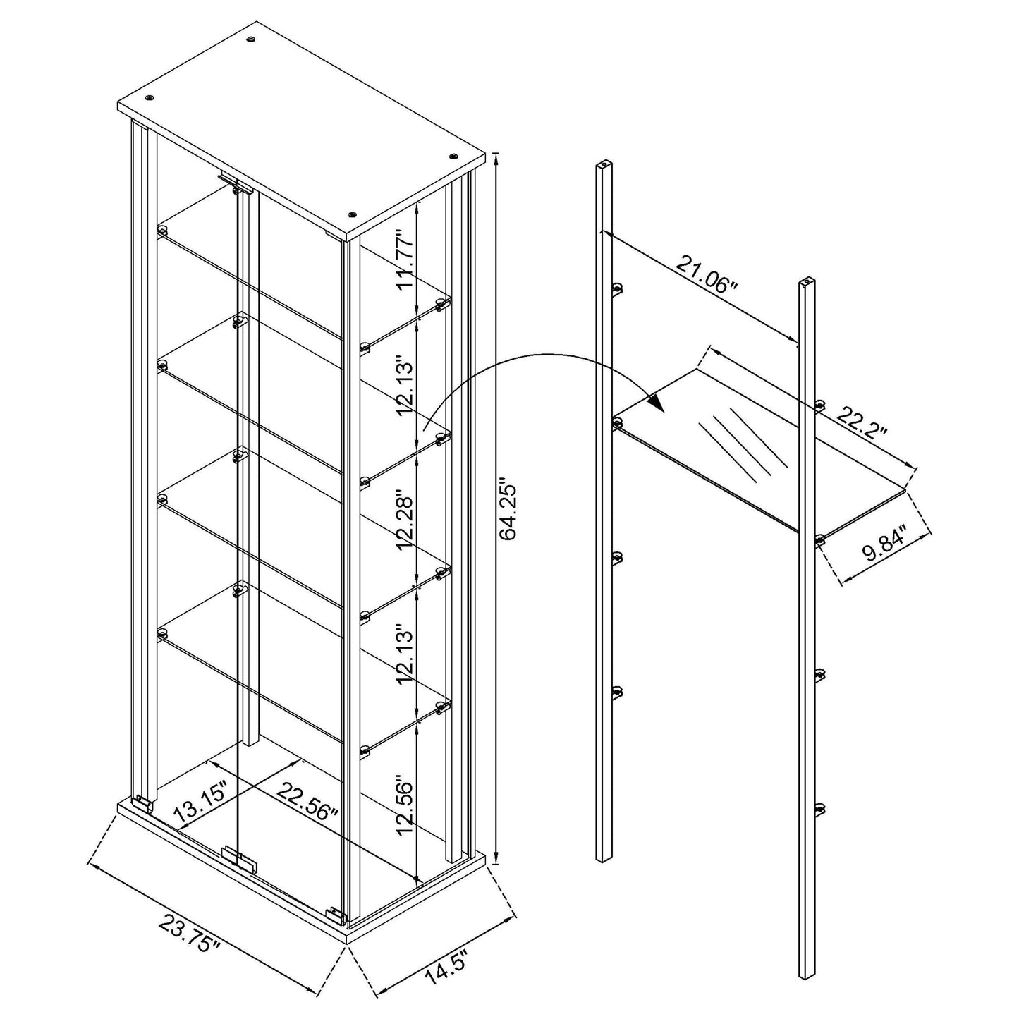  Coaster Furniture Delphinium 950170WHT 4-Shelf Clear Glass Curio Display Cabinet - White IMAGE 11