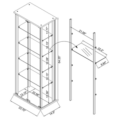  Coaster Furniture Delphinium 950170WHT 4-Shelf Clear Glass Curio Display Cabinet - White IMAGE 11