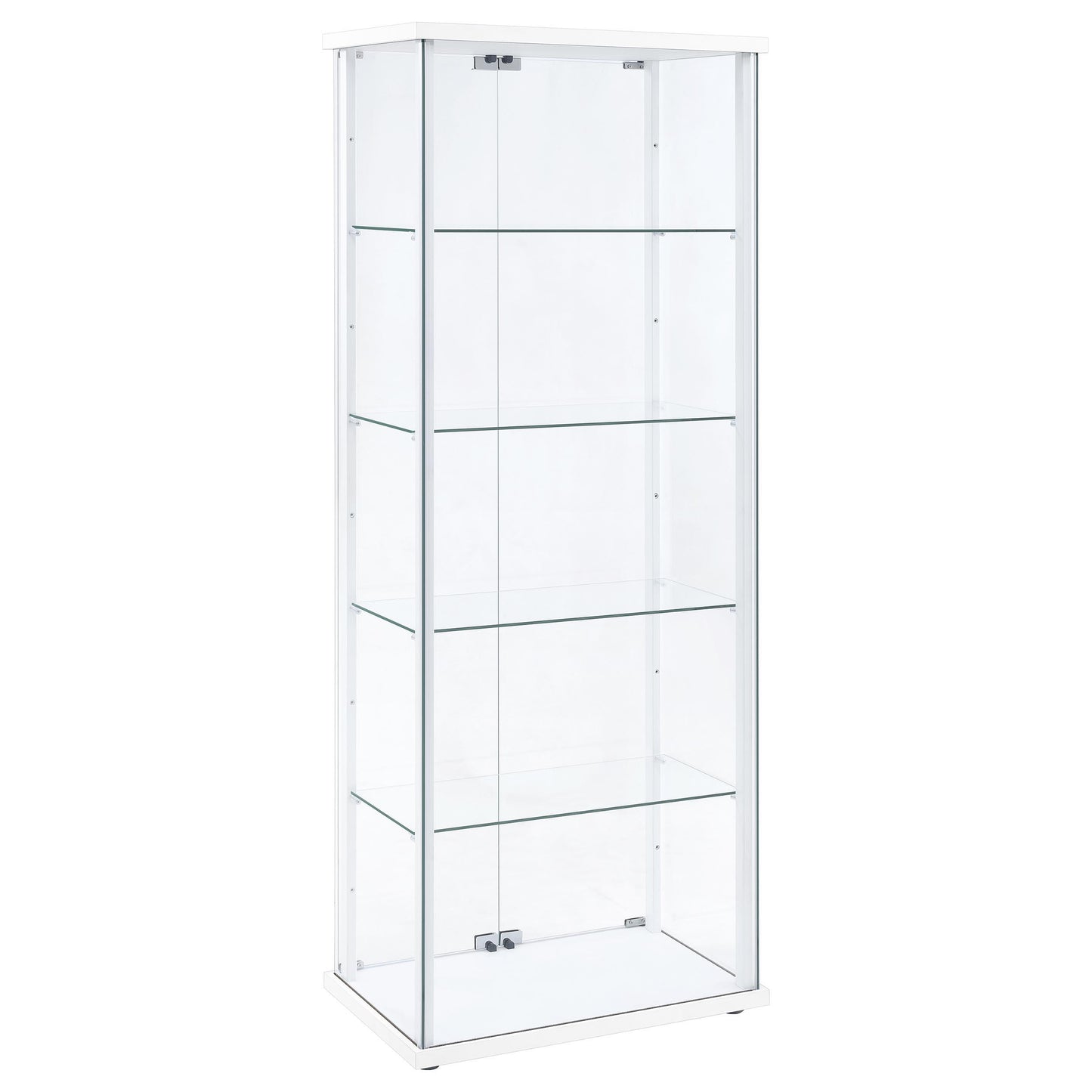  Coaster Furniture Delphinium 950170WHT 4-Shelf Clear Glass Curio Display Cabinet - White IMAGE 4