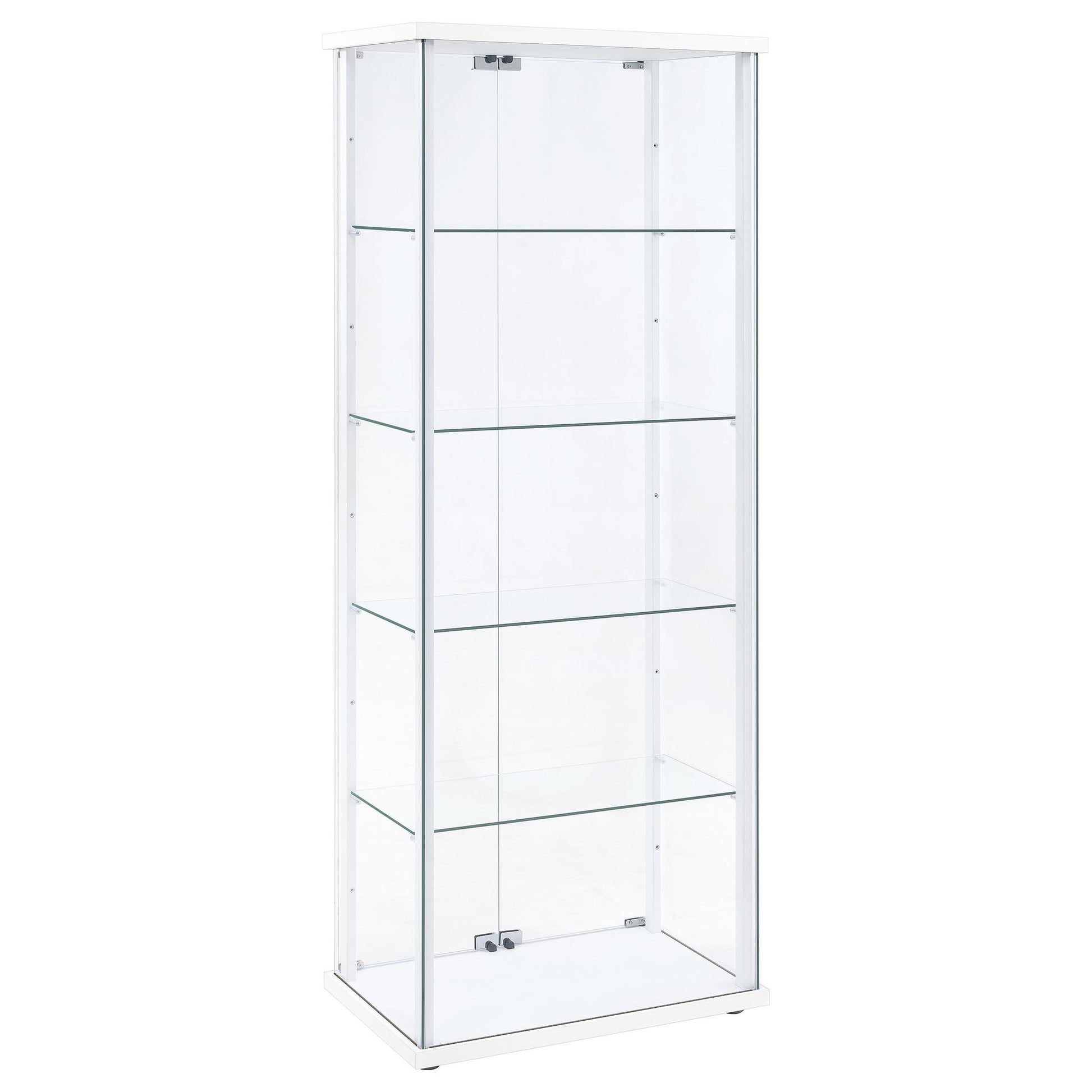  Coaster Furniture Delphinium 950170WHT 4-Shelf Clear Glass Curio Display Cabinet - White IMAGE 4