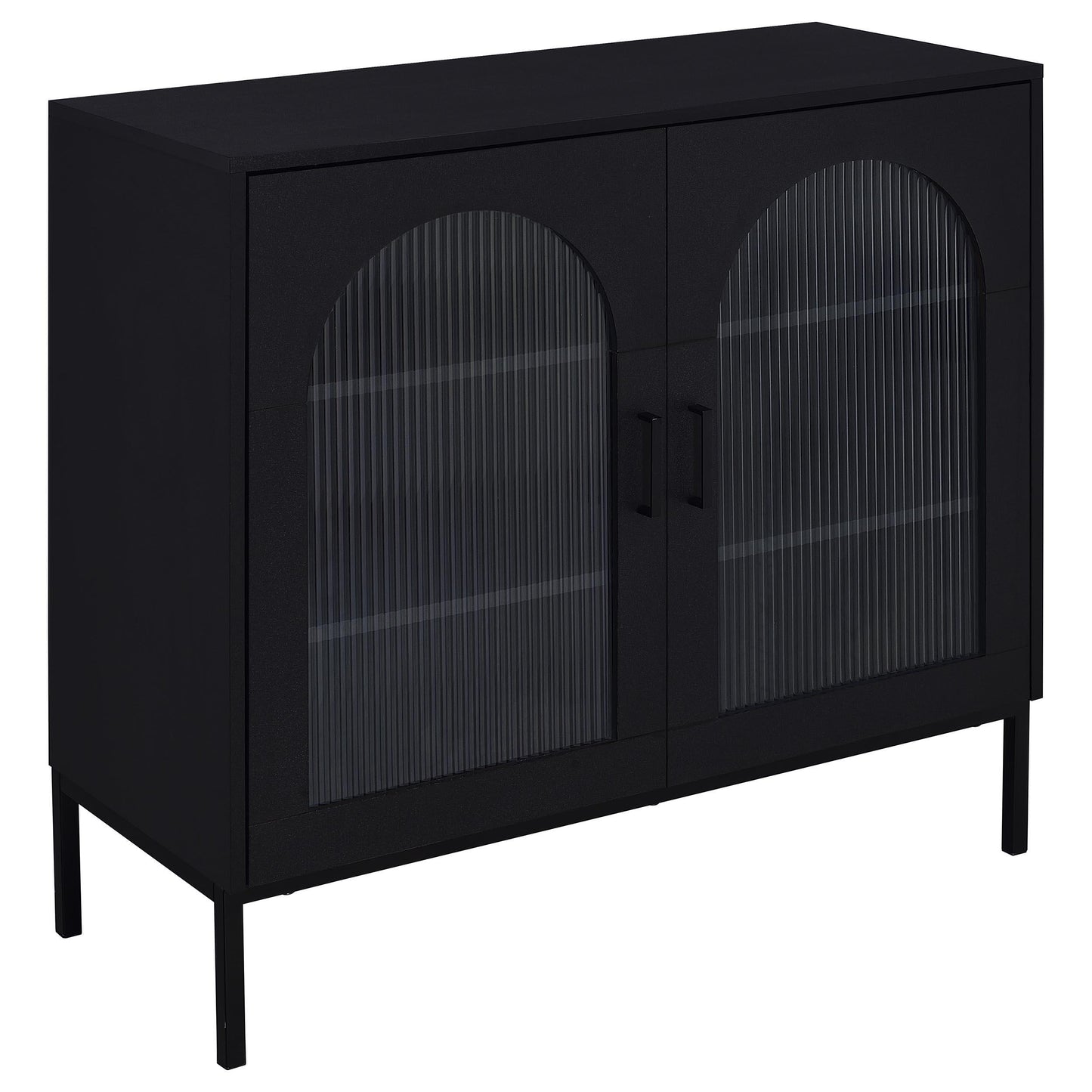  Coaster Furniture Jess 950420 2-door Arched Fluted Glass Accent Cabinet - Black IMAGE 2