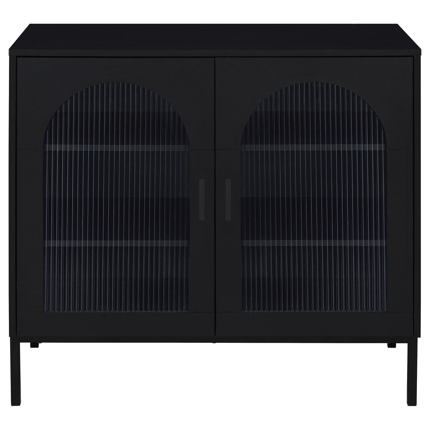  Coaster Furniture Jess 950420 2-door Arched Fluted Glass Accent Cabinet - Black IMAGE 3