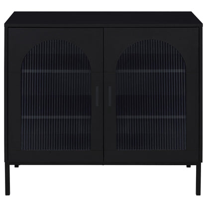  Coaster Furniture Jess 950420 2-door Arched Fluted Glass Accent Cabinet - Black IMAGE 3