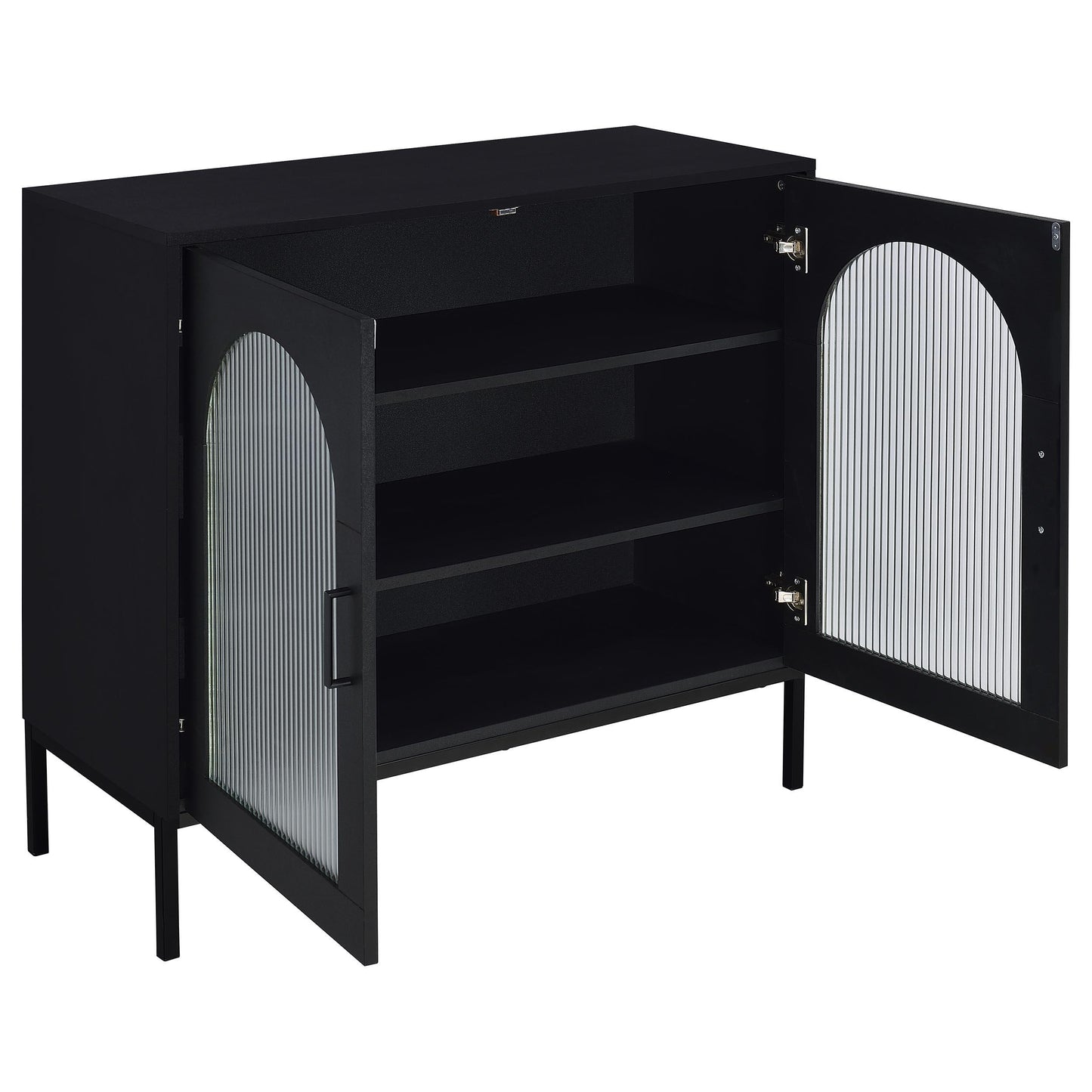  Coaster Furniture Jess 950420 2-door Arched Fluted Glass Accent Cabinet - Black IMAGE 8