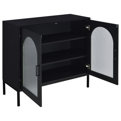  Coaster Furniture Jess 950420 2-door Arched Fluted Glass Accent Cabinet - Black IMAGE 8