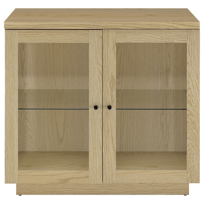  Coaster Furniture Tilbury 950429 2-door Glass Front Accent Display Cabinet - Light Oak IMAGE 1
