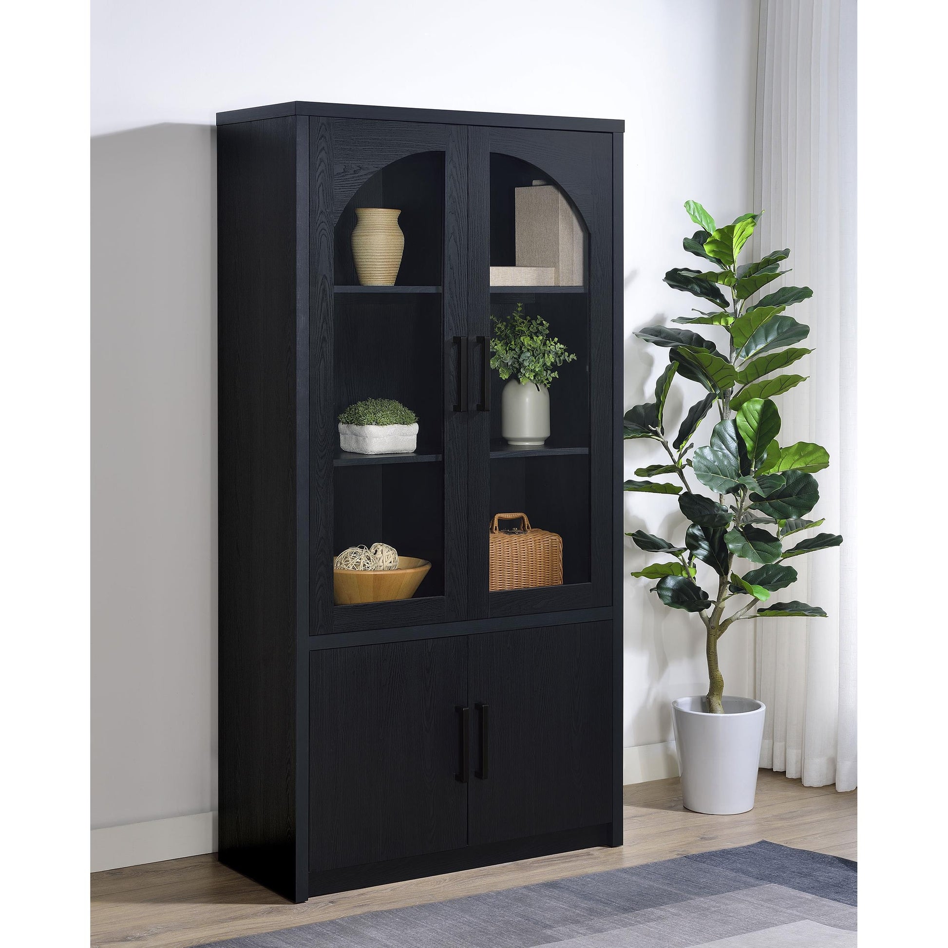  Coaster Furniture Riva 950432 4-door Tall Accent Display Cabinet LED Lighting - Black IMAGE 6