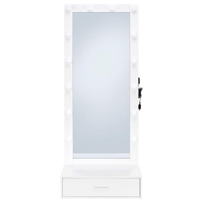  Coaster Furniture Spector 960954 1-drawer Lighted Full-Length Floor Mirror - White High Gloss IMAGE 4