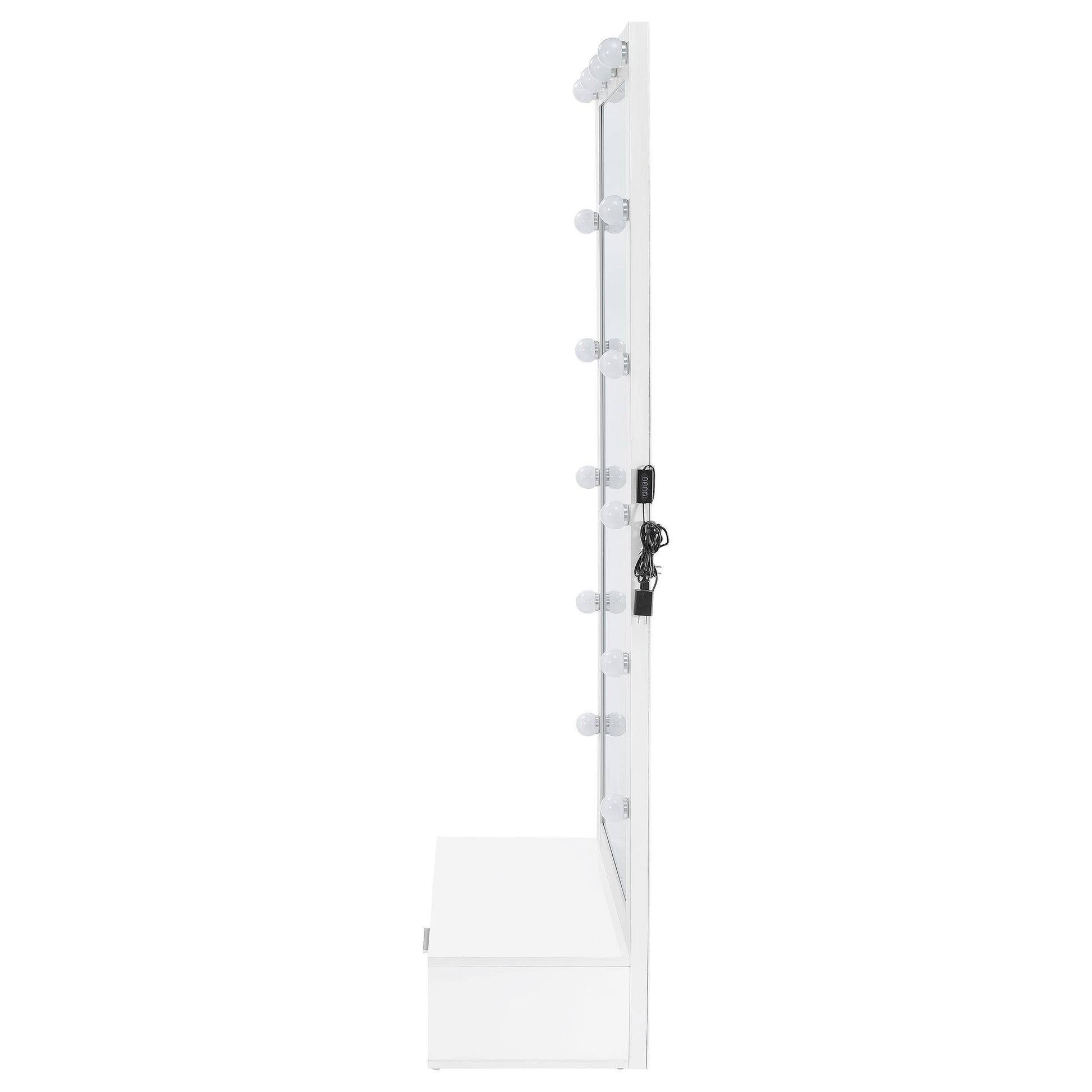  Coaster Furniture Spector 960954 1-drawer Lighted Full-Length Floor Mirror - White High Gloss IMAGE 7