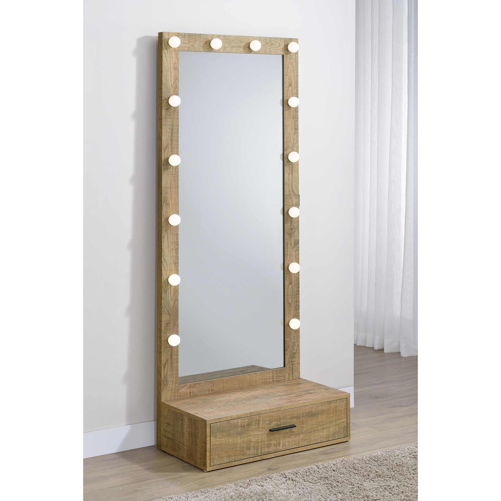 Coaster Furniture Spector 960965 1-drawer Lighted Full-Length Floor Mirror - Mango IMAGE 15
