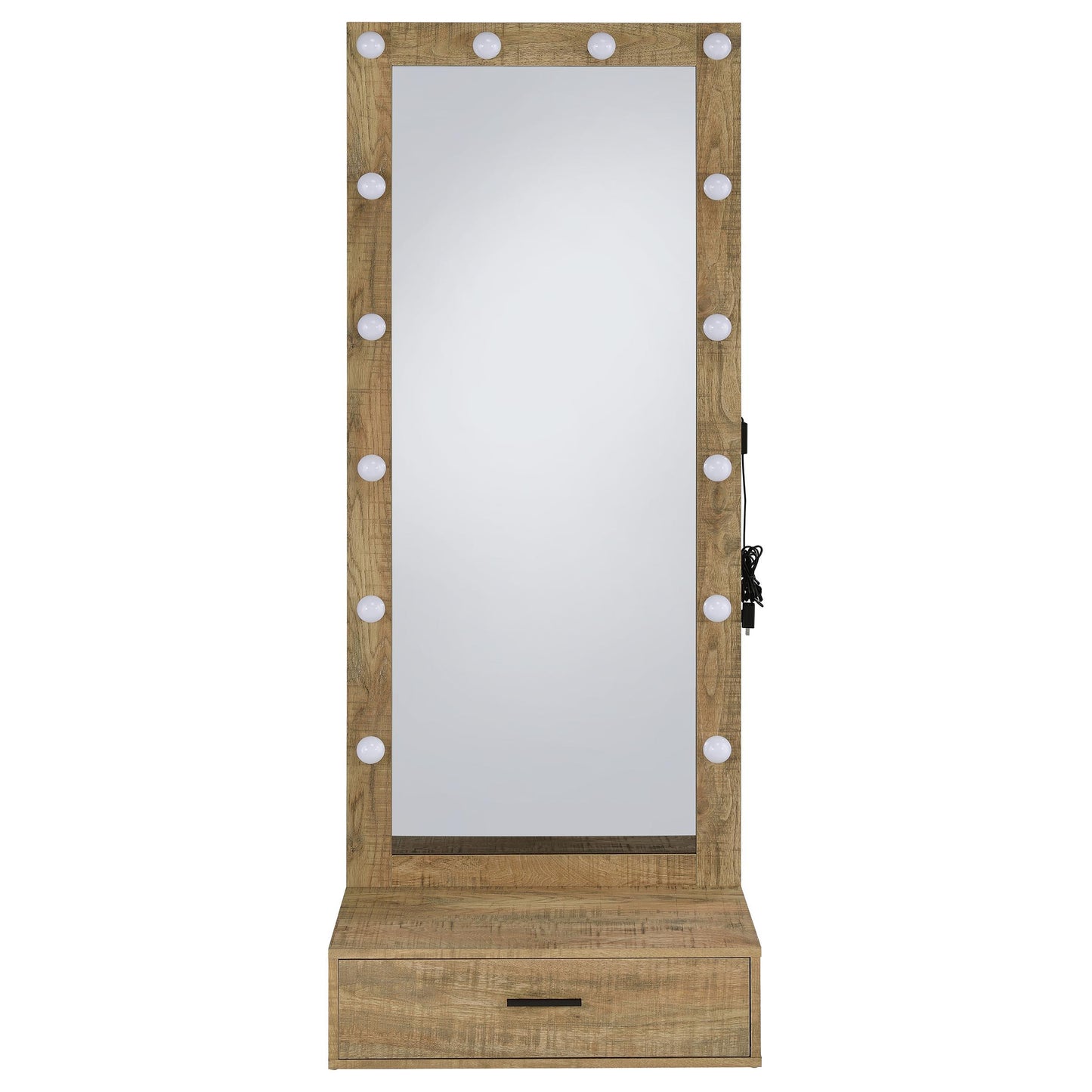  Coaster Furniture Spector 960965 1-drawer Lighted Full-Length Floor Mirror - Mango IMAGE 5