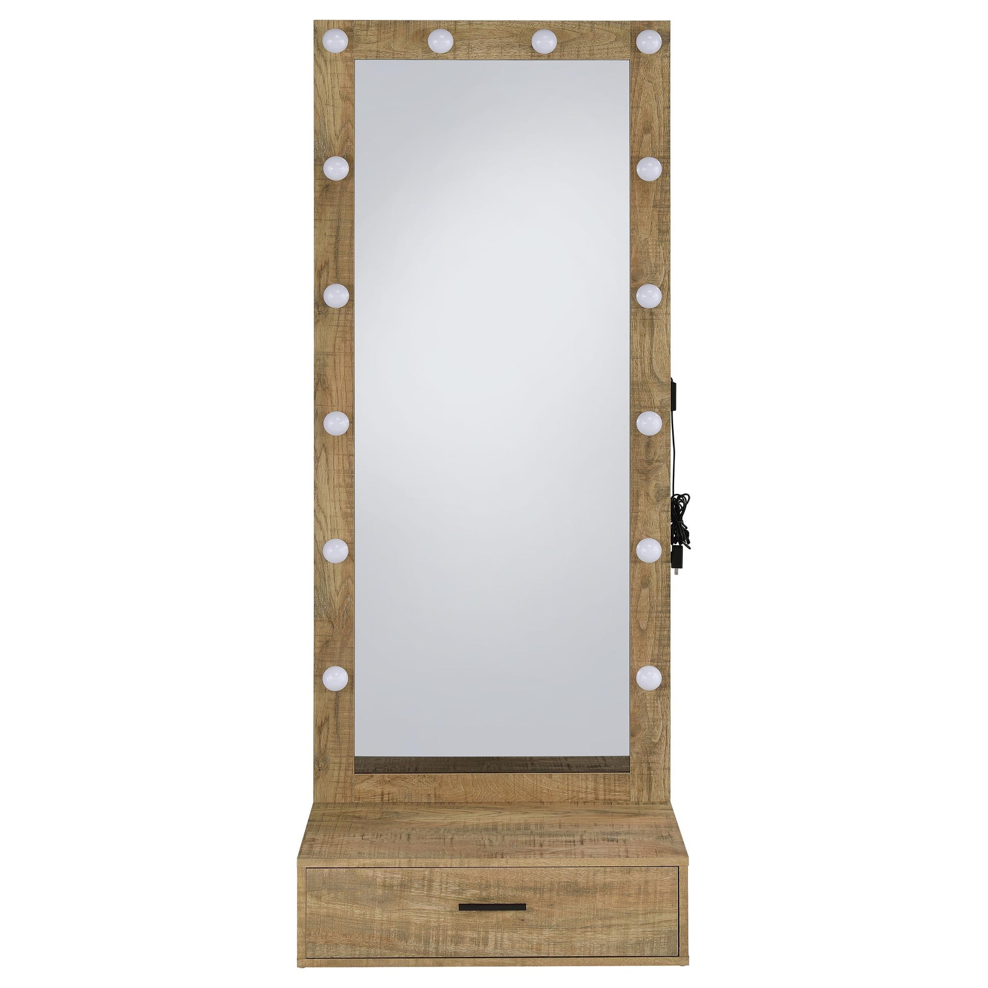  Coaster Furniture Spector 960965 1-drawer Lighted Full-Length Floor Mirror - Mango IMAGE 5