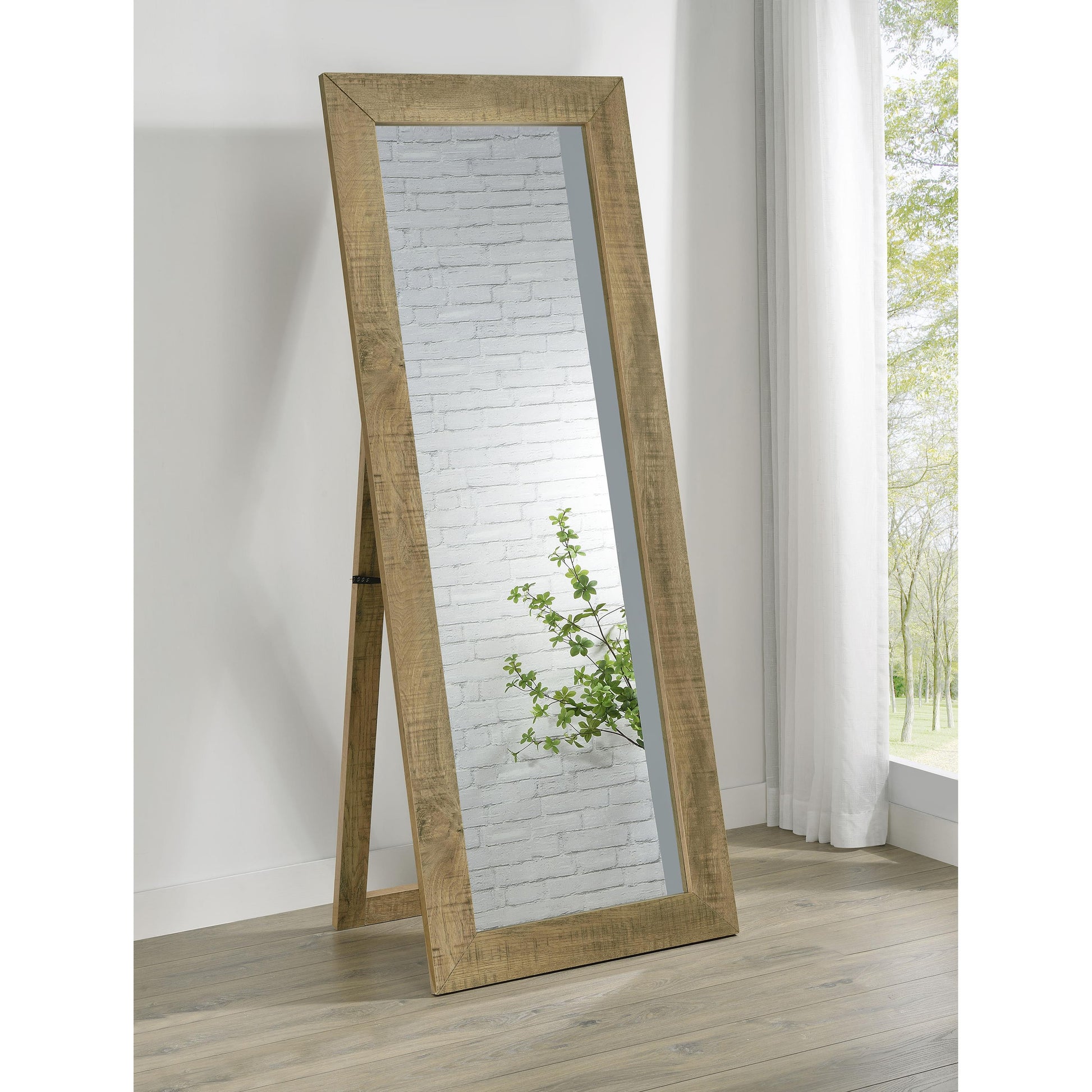  Coaster Furniture Cadence 961654 Tempered Glass Full Length Standing Mirror - Mango IMAGE 4