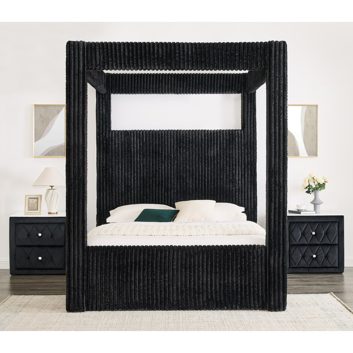  Crown Mark Carla 5118BK-K King Canopy Bed - Black IMAGE 3