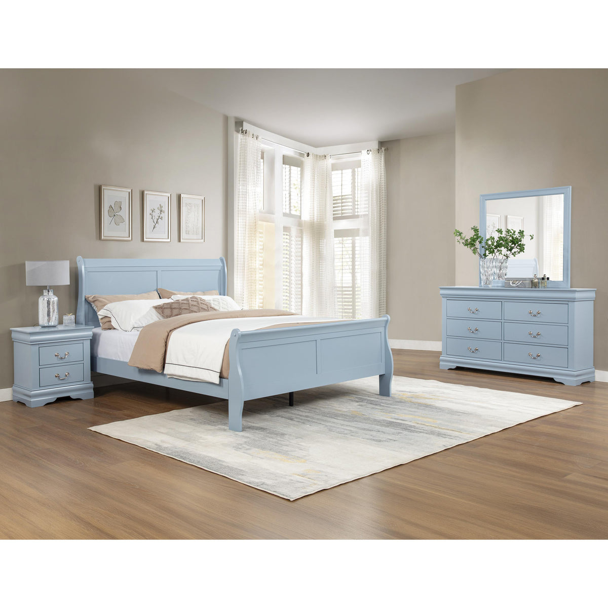  Crown Mark Louis Philip B3760-T Twin Bed - Blue IMAGE 3