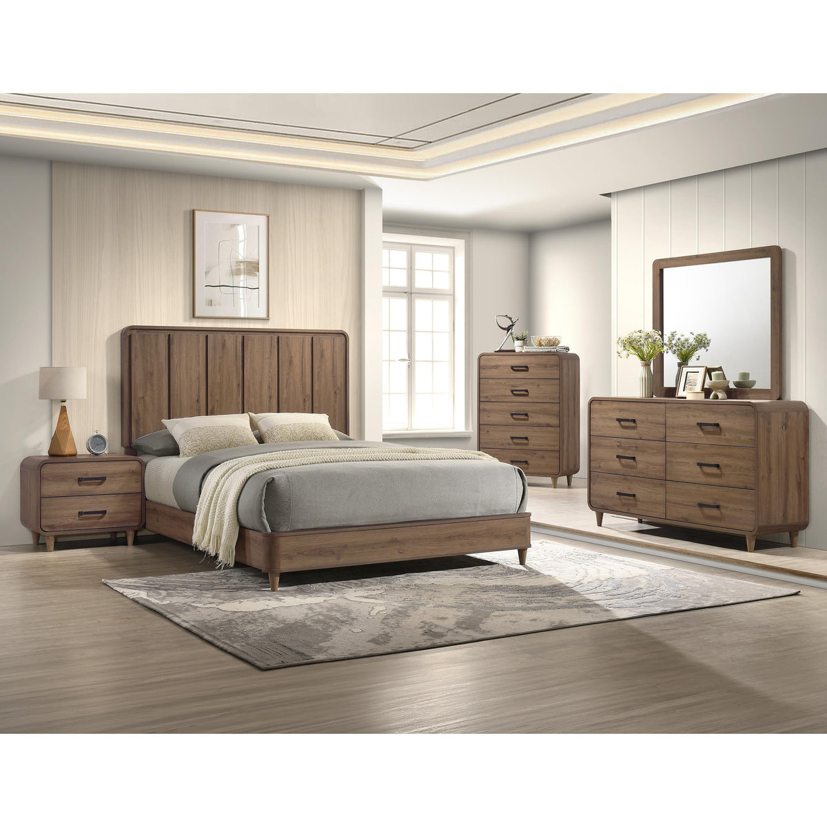  Crown Mark Nyomi B4922-Q Queen Panel Bed - Light Brown IMAGE 3