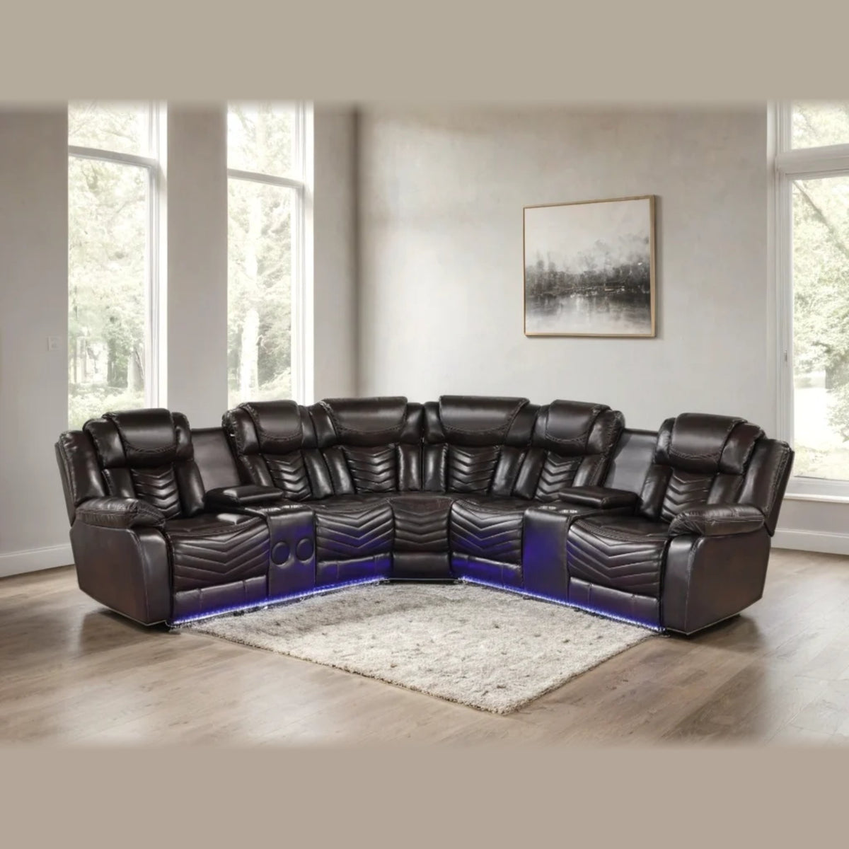 Ace reclining sectional - brown