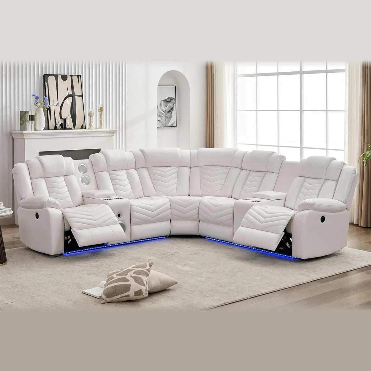 Ace reclining sectional - white