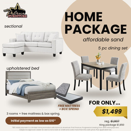 Affordable Home Package Sand + FREE Mattress & Box Spring