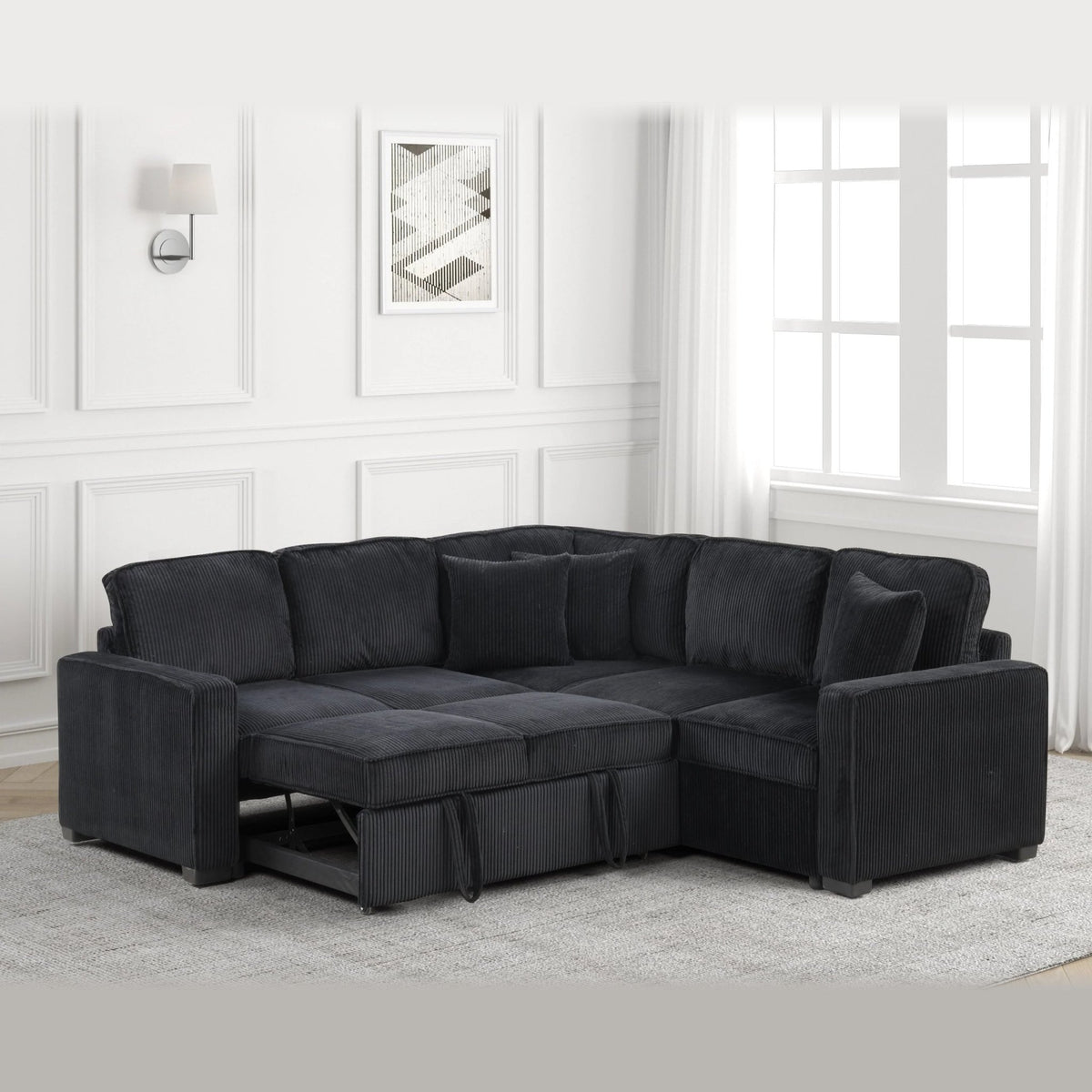 Ariel sleeper sectional – Black