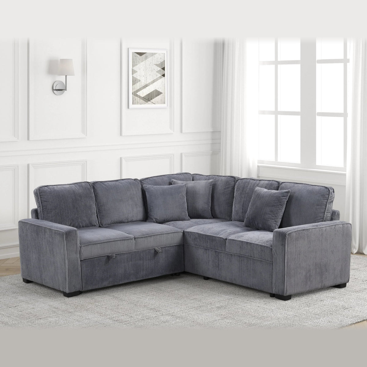 Ariel sleeper sectional – Charcoal