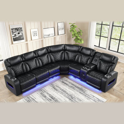 Barcelona power reclining sectional - black