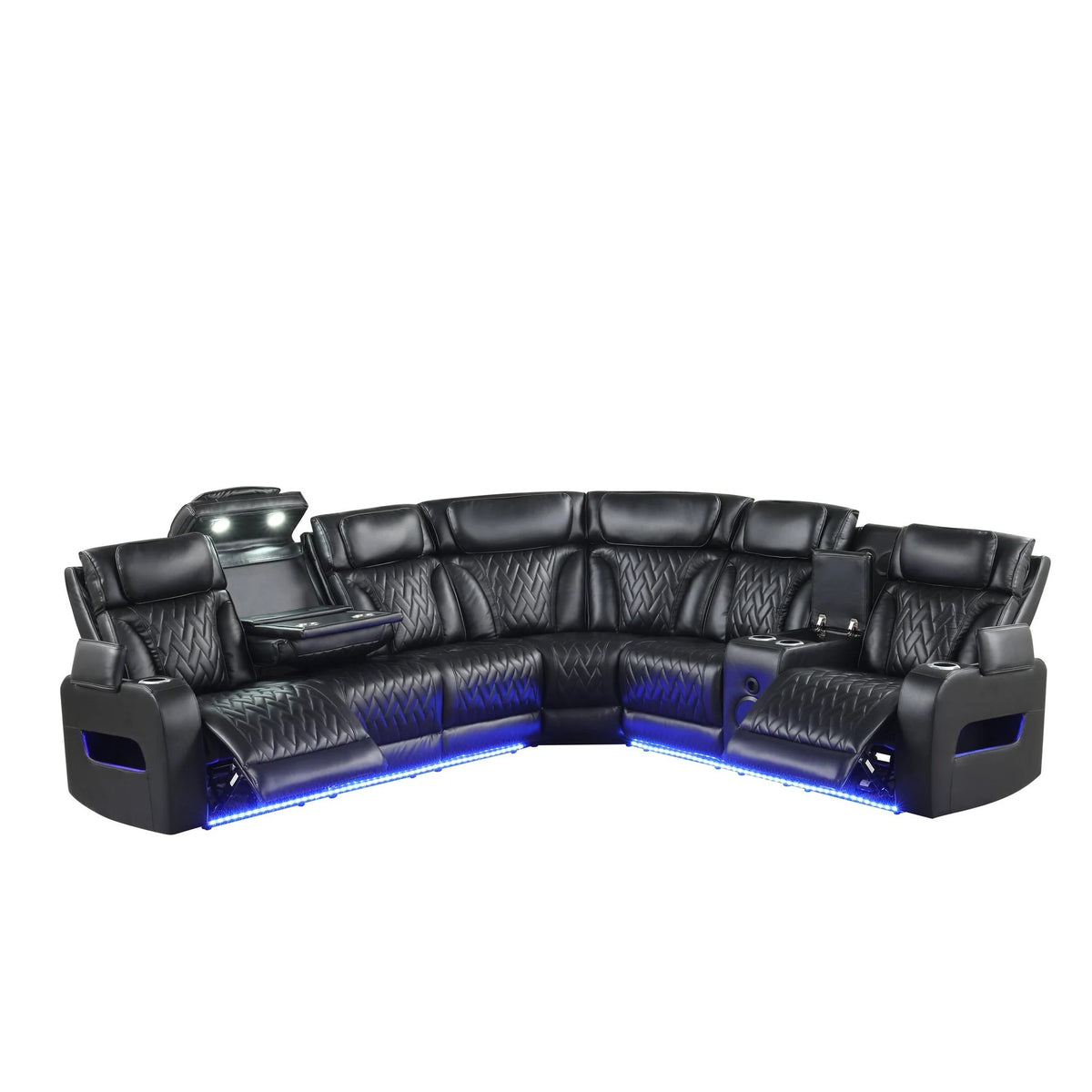 Barcelona power reclining sectional - black