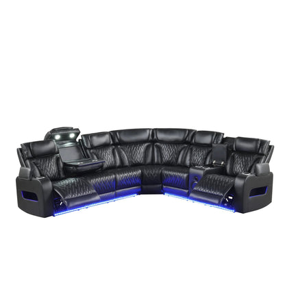 Barcelona power reclining sectional - black