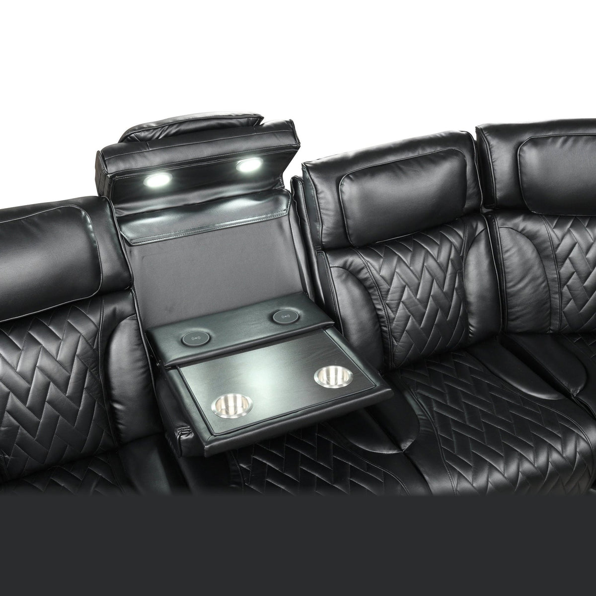 Barcelona power reclining sectional - black