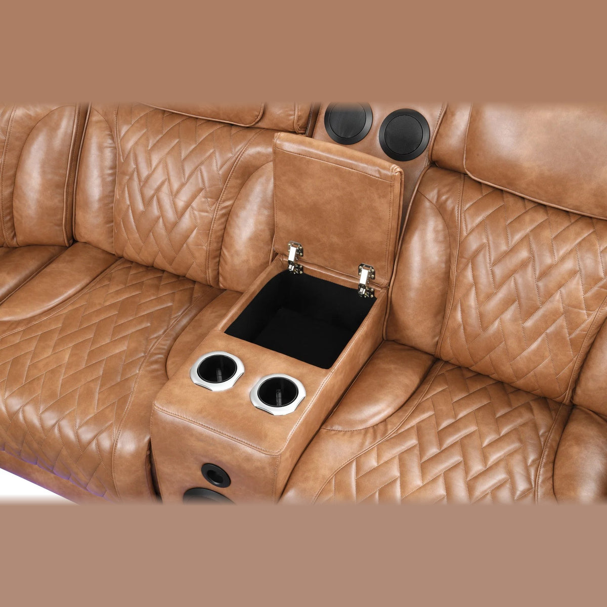 Barcelona power reclining sectional - brown