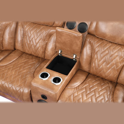 Barcelona power reclining sectional - brown