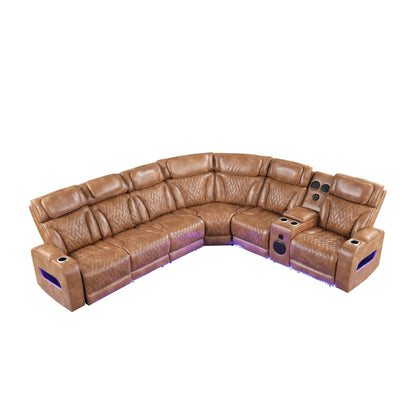 Barcelona power reclining sectional - brown