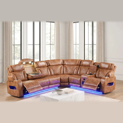 Barcelona power reclining sectional - brown
