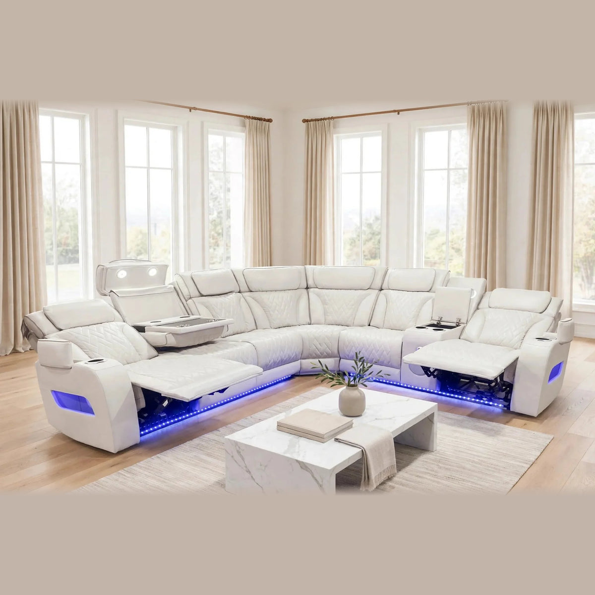 Barcelona power reclining sectional - sand