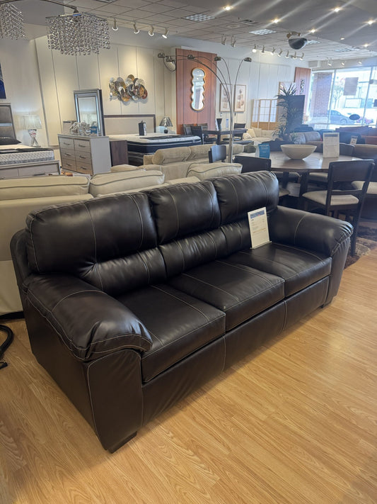 Brown faux leather sleeper sofa closeout at Palacio Furniture Arlington